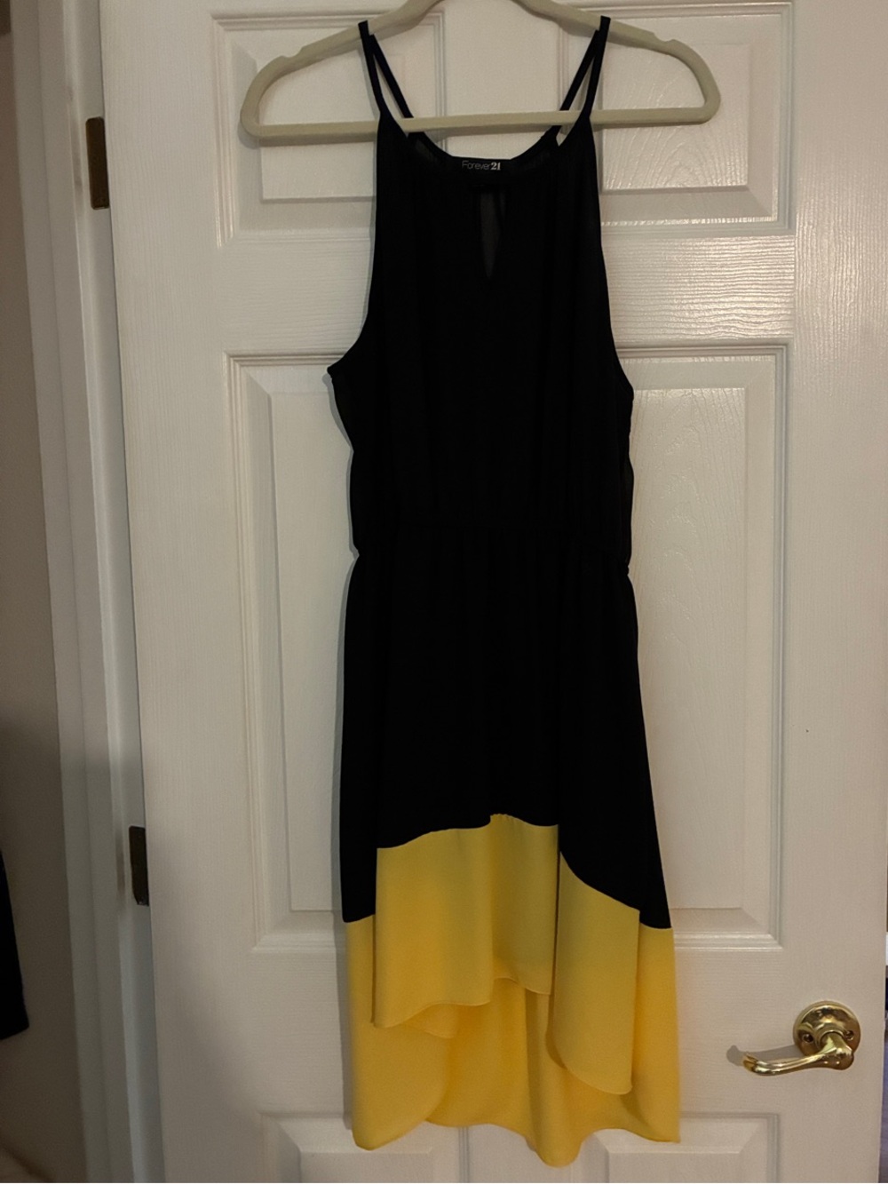 Forever 21 Black and Yellow Sleeveless High-Low Dress